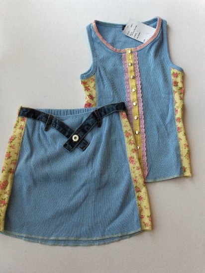 New Big Girls Flowers by Zoe size L blue floral tank with matching skirt size L