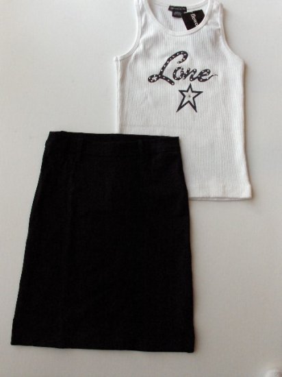New Big Girls Flowers by Zoe S White Lone star tank black skirt set