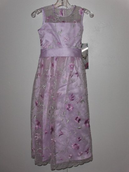 New Storybook Heirlooms Embroidered Illusion Orchid Dress girls size 6