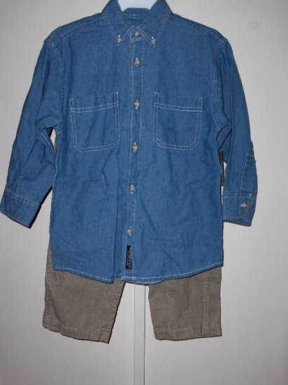 New Wes and Willy Boys size 4 jean shirt corduroy pants set