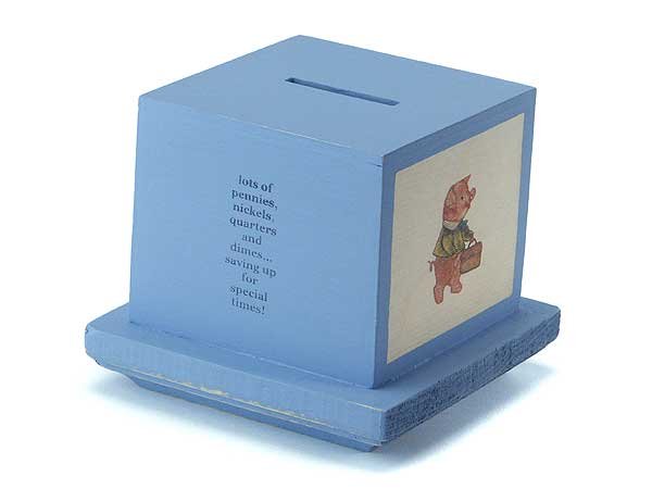 New Tree by Kerri Lee Homemade Blue Wooden Piggy Bank