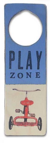 New Tree by Kerri Lee door knob sign Play Zone blue with Tricycle