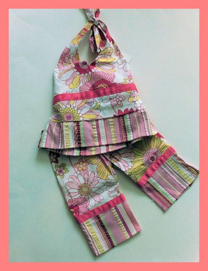 New A Wish By Toni Floral Halter top pants size 18 - 24 months baby girl
