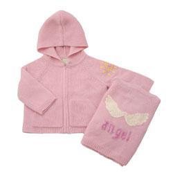 New Amber Hagen Cashmere luxury pink Hooded Angel Sweater ages 3 - 6 months baby girl