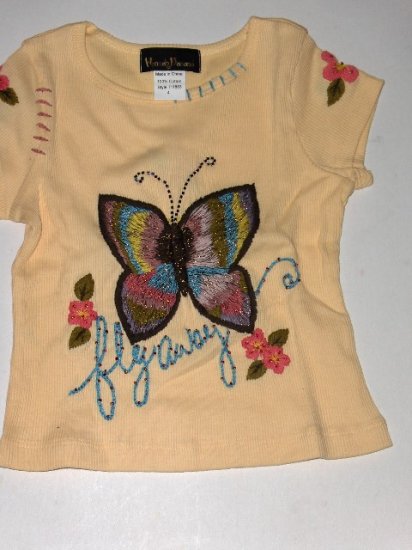 New Hannah Banana Yellow Fly Away tee girls size 4