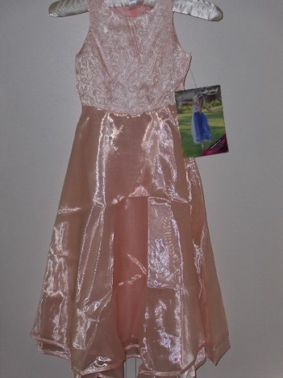 New Peach Paisley Jacquard dress size 6 girls wedding party