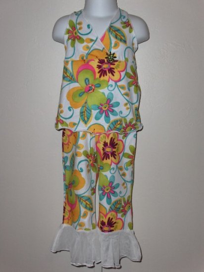 New Kid Rascal Floral Tropics halter top pants set girls 3T