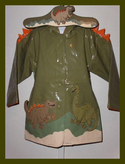 New Kidorable Dinosaur hooded raincoat with hanger set 3T boys