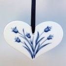 Russ bluebells heart Christmas ornament porcelain flowers Russ bluebells heart Christmas ornament porcelain flowers