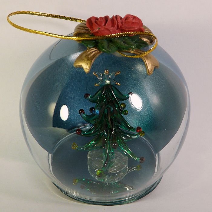 Rite Aid Christmas Ornament hand made glass tree inside a ball ornament