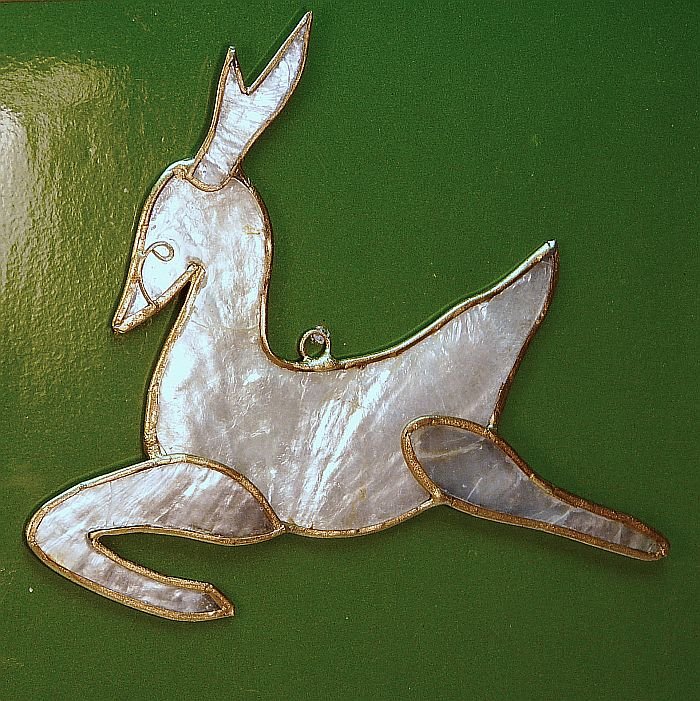 vintage capiz shell deer christmas ornament philippines vintage capiz shell deer christmas ornament philippines