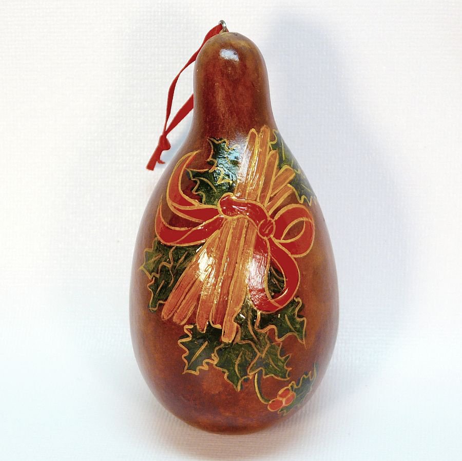 vtg painted gourd christmas ornament signed 1991 vtg painted gourd christmas ornament signed 1991