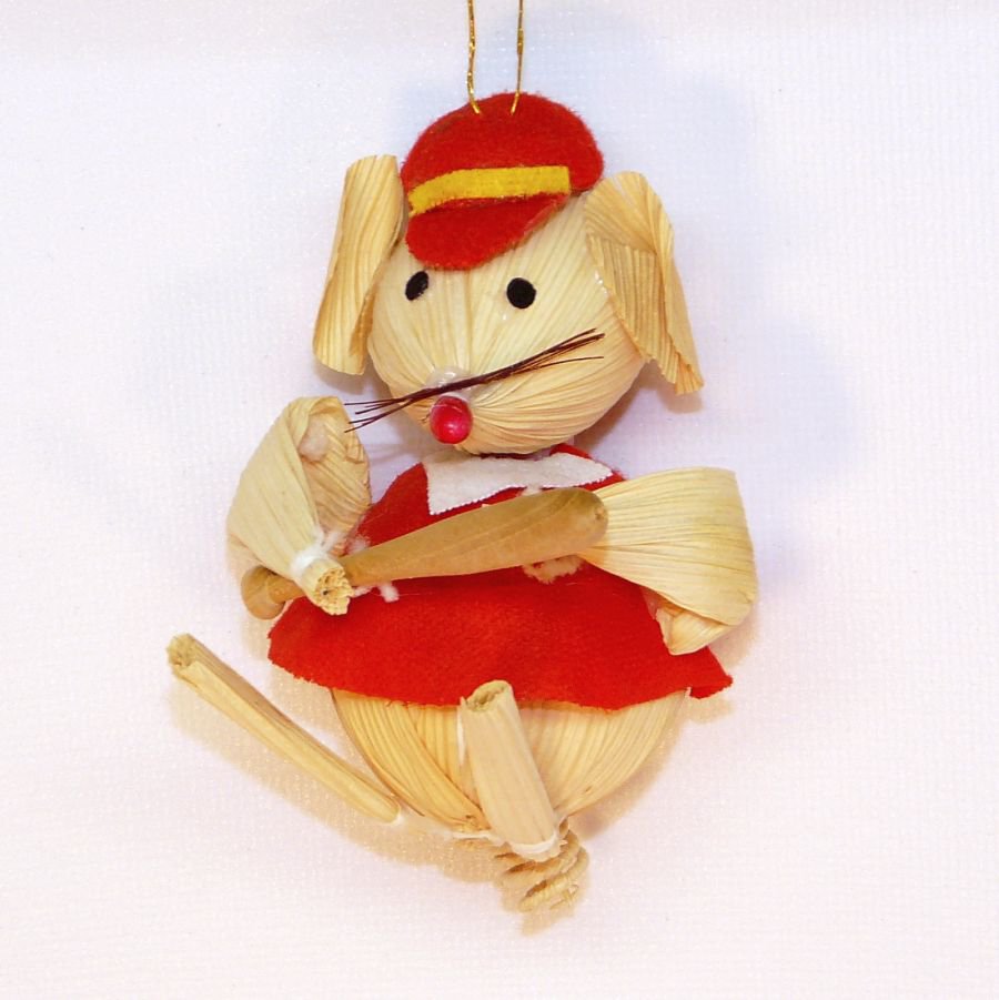 vintage corn husk mouse baseball player christmas ornament vintage corn husk mouse baseball player christmas ornament