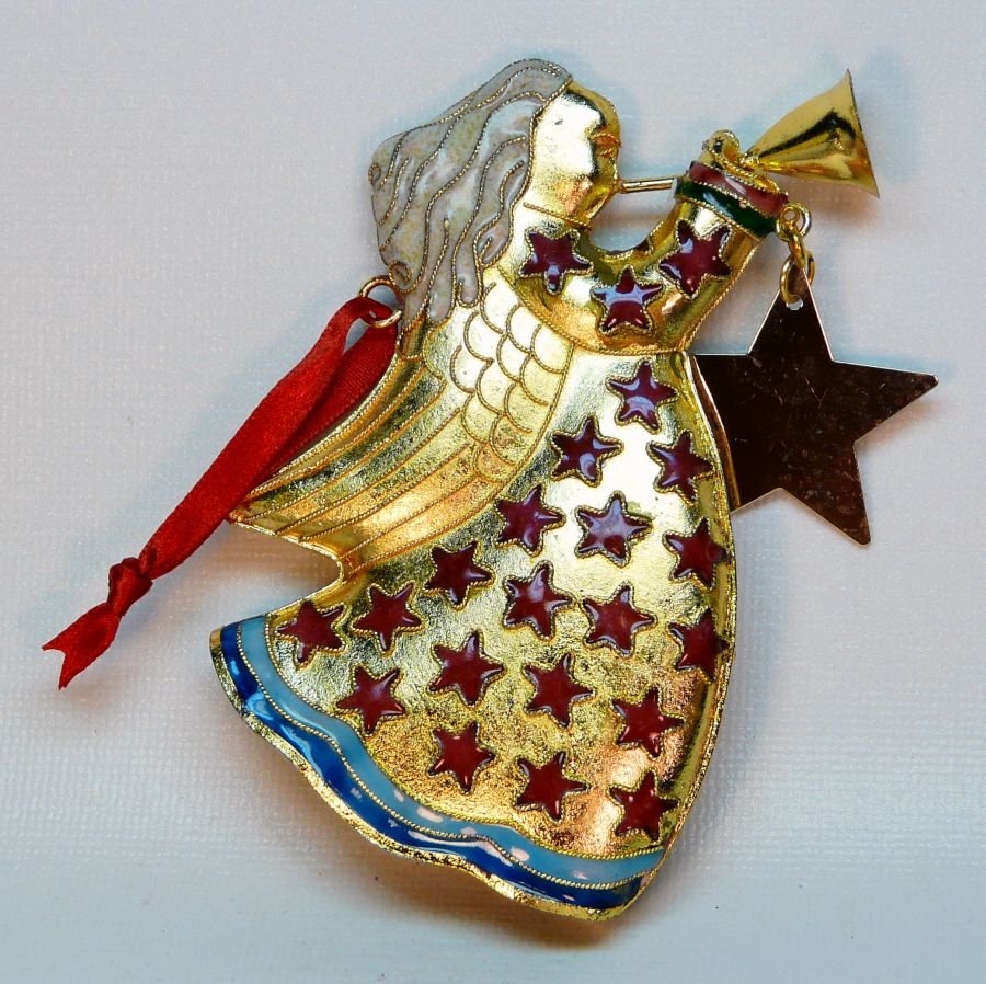 cloisonne angel with horn christmas ornament cloisonne angel with horn christmas ornament