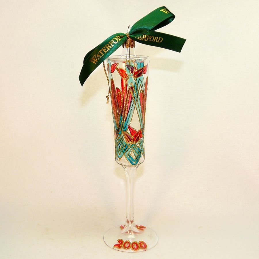 Waterford ornament 2000 Ashbourne Champ Flute blown glass Holiday