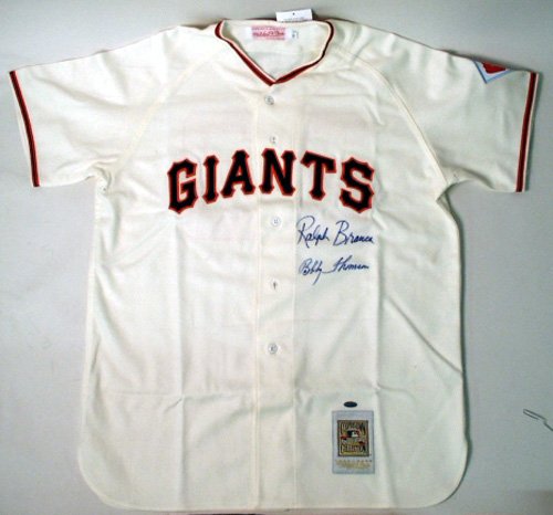 Ralph Branca and Bobby Thomson Dual signed Giants Jersey