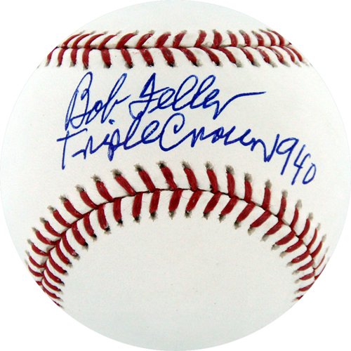 Bob Feller Autographed Triple Crown 1940 Inscription Baseball