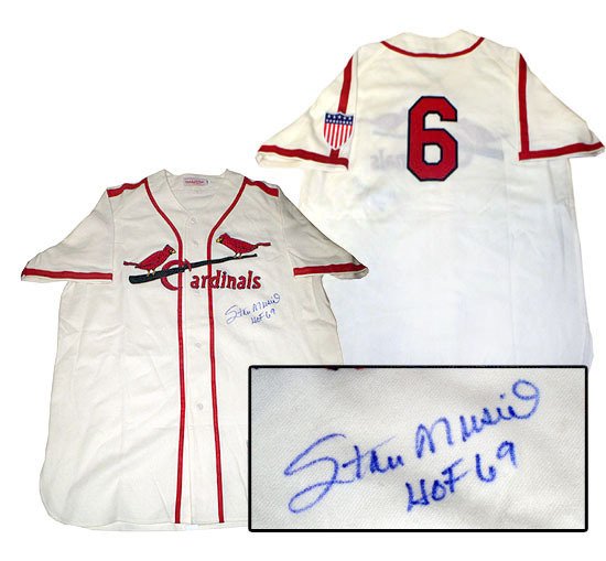 Stan Musial Hand Signed "HOF 69" Cardinals Jersey