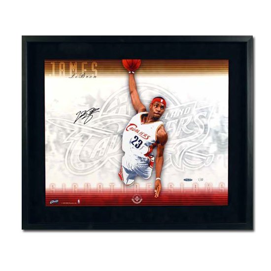 Lebron James Autographed Cleveland Cavaliers -Signature Slam- 16x20 Photo - Framed (UDA)