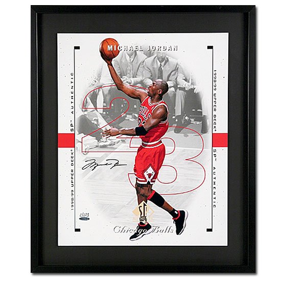 Michael Jordan Autographed Chicago Bulls -1998-99 SP Authentic- Blow-Up 16x20 Photo - Framed (UDA)