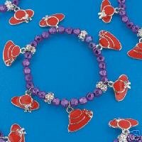 Beaded Red Hat Society Charm Bracelet
