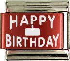 Happy Birthday Red Laser Italian Charm