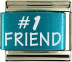 #1 Friend Turquoise Laser Charm