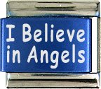 I Believe In Angels Blue Italian Laser Charm