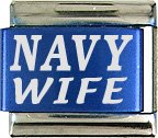 Navy Wife Turquoise Italian Laser Charm