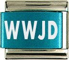 WWJD Turquoise Italian Laser Charm