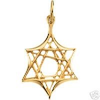 14k Yellow Gold Star of David Pendant