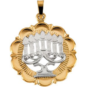 14k Two Tone Menorah Gold Pendant