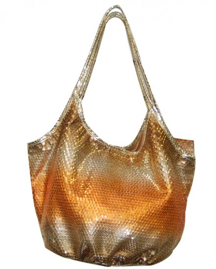 ORANGE-GOLD SEQUIN HANDBAG