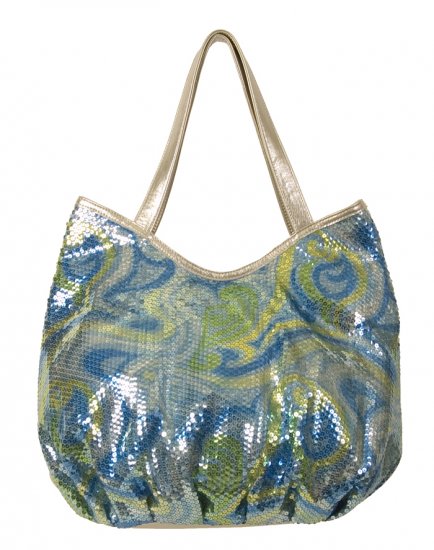 BLUE SEQUIN FASHION HANDBAG