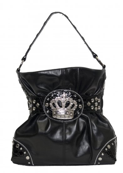CROWN BLACK HANDBAG