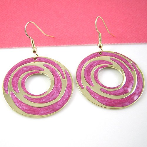 Fuchsia Gold circle earring