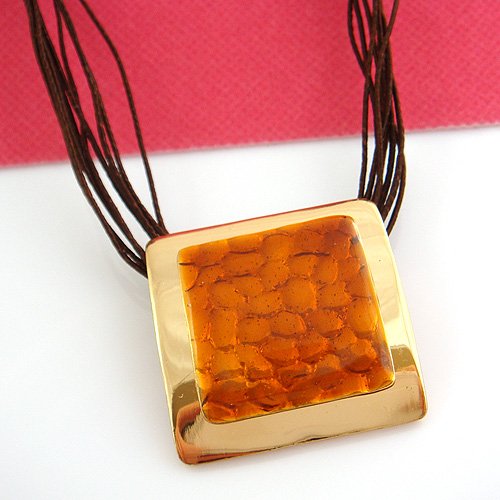 Burnt Orange Gold frame Pendant