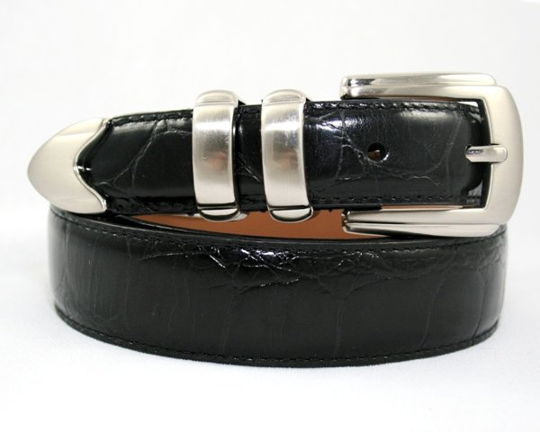 NEW Men's Alligator Leather Dress Belt - Black - Sz 38