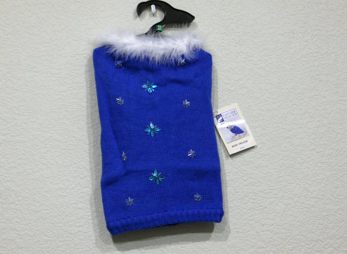XL-Blue Bijou Jeweled Dog Sweater-New with Tag