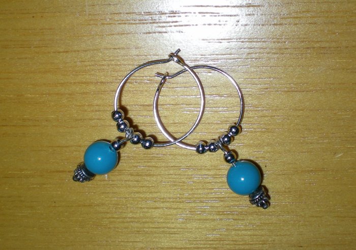 Blue bead Hoops
