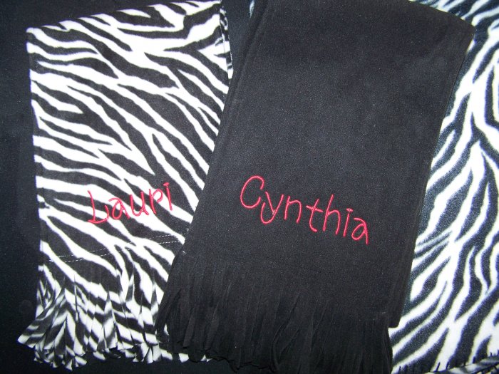 Personalized monogrammed fleece scarf
