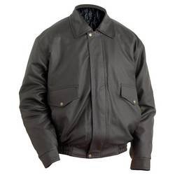 Casual Outfitters Bomber Style Jacket with Genuine Leather Collar and Cuffs