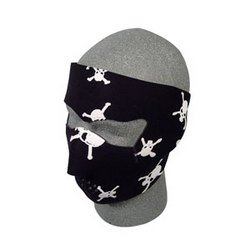 Cold Weather Headwear Neoprene Face Mask - Skull & Crossbones, White