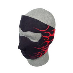 Cold Weather Headwear Neoprene Face Mask - Flames 2, Red