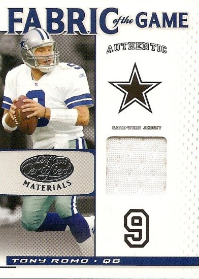 2007 Tony Romo Leaf Cetified Fabric of the Game Used Jersey FOG-98