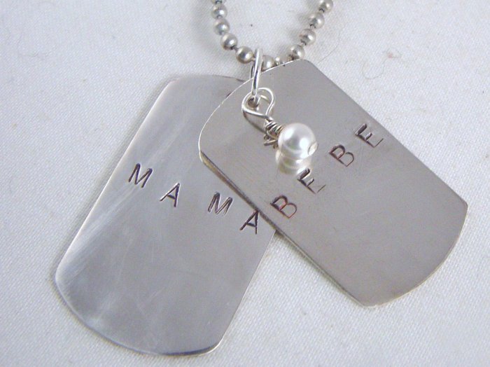 Mama Bebe Dog Tag Necklace Sterling Silver N136
