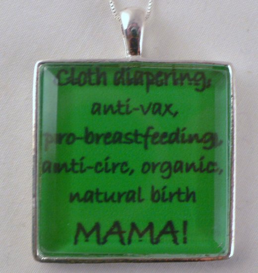 NATURAL ORGANIC MAMAS Pewter Square Pendant Necklace N125