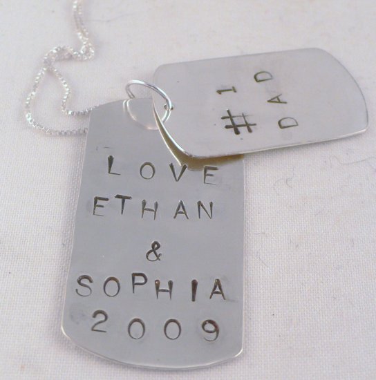 Dad Dog Tag Necklace Sterling Silver Custom Personalized Father N121