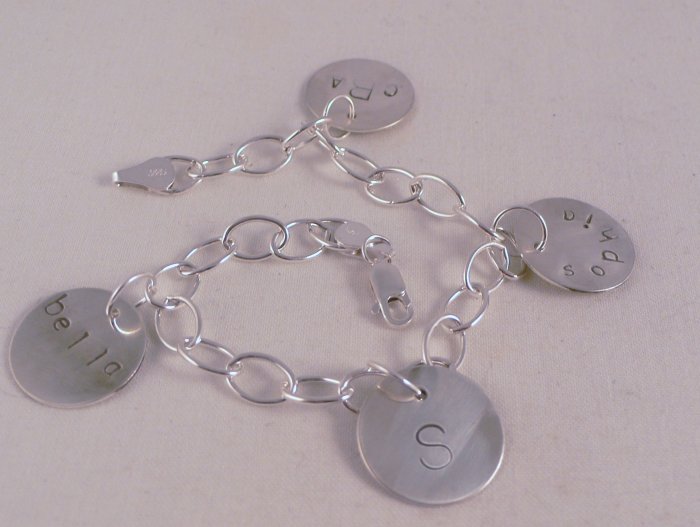 Custom Personalized Mom Sterling Silver Charm Bracelet B013