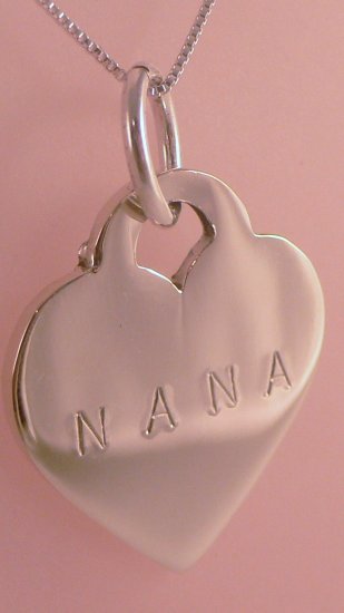HEART Custom Hand Stamped Personalized Sterling Silver Pendant Necklace N079